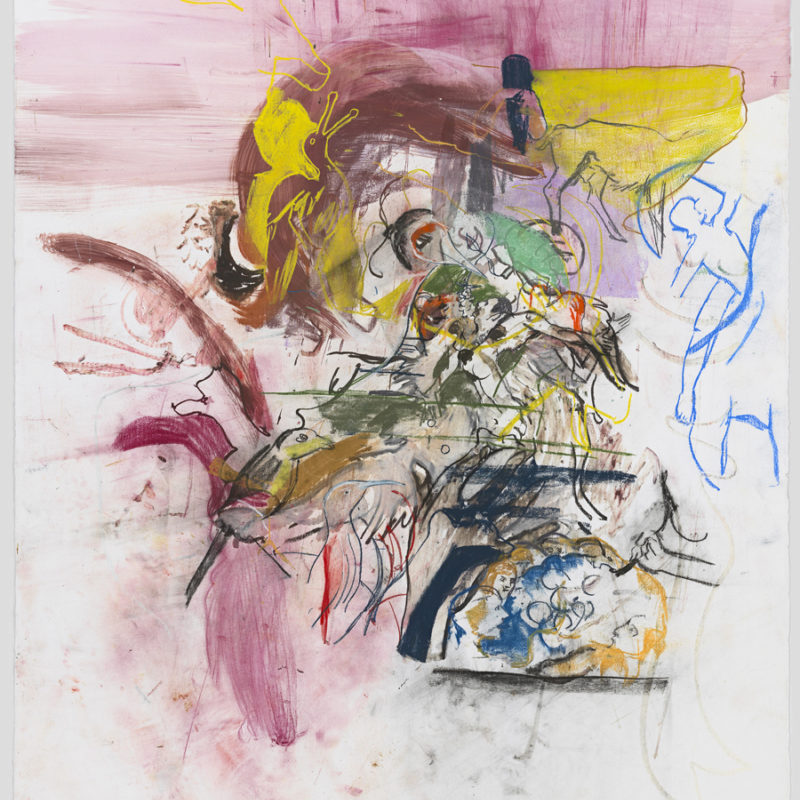 Cecily Brown, Untitled (After Bosch and Boldini), 2015. Watercolor and pastel on paper, 79 × 51 ¼ inches. Courtesy of the artist. Photograph by Genevieve Hanson.